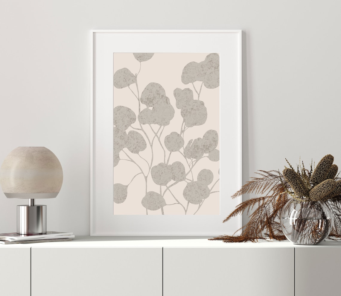 Grey Print Wall Art Print Botanical Print Flower Wall Art - Etsy UK
