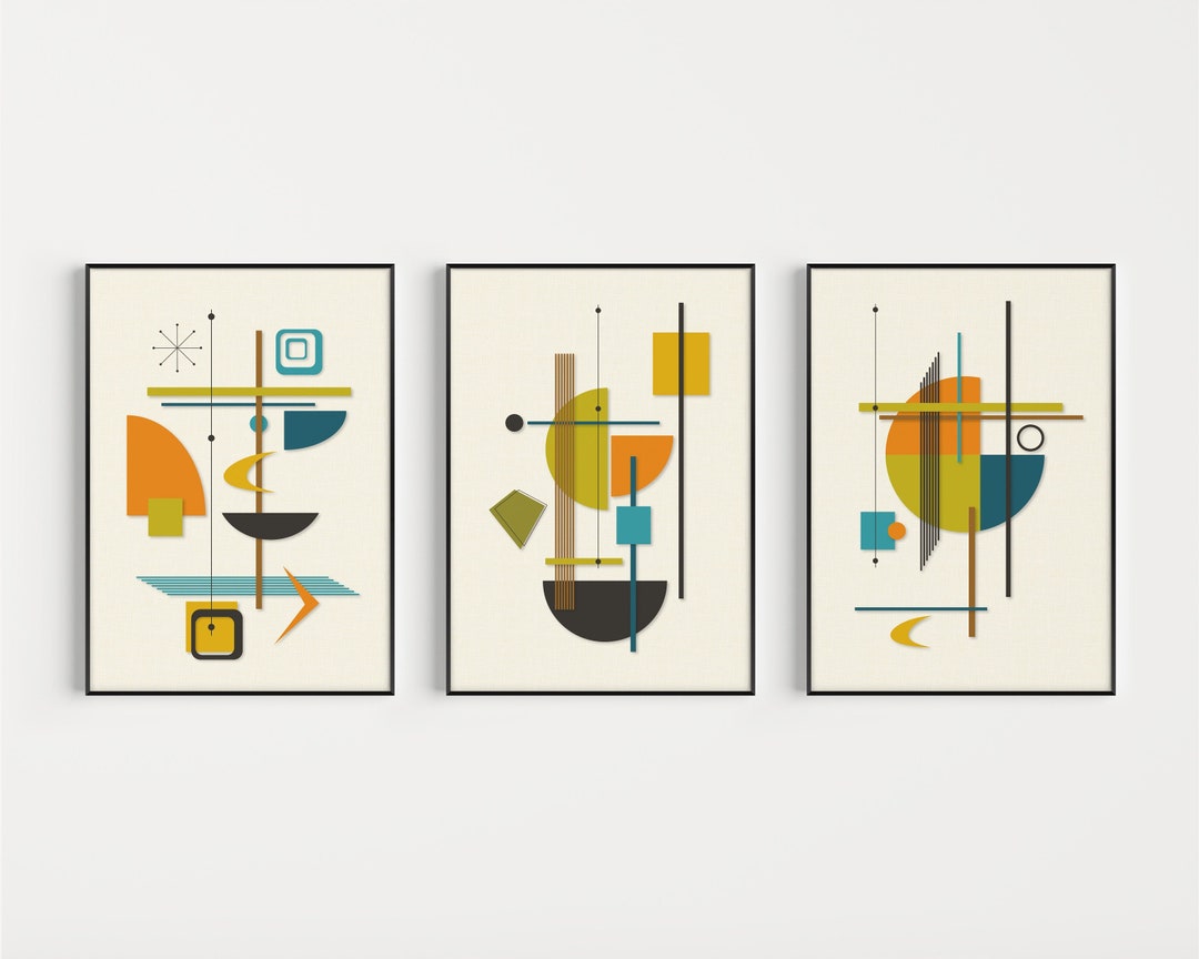 Mid Century Modern, Set of 3 Prints, Mid Century, Wall Art Set, Mid ...