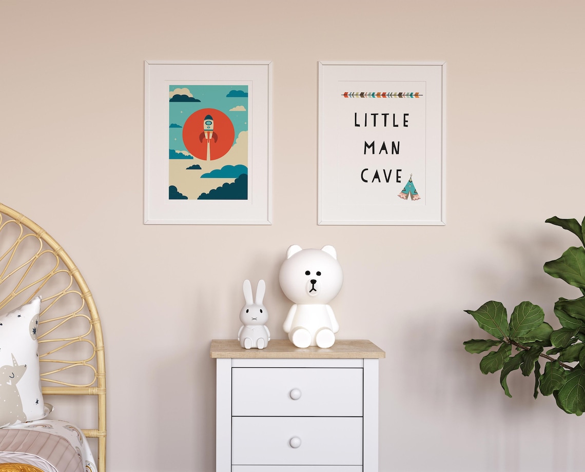 Nursery Wall Art Space Nursery Spaceship Wall Art Nursery Etsy