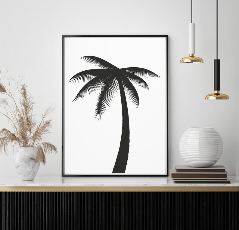 Black and White Prints Wall Art Palm Tree Wall Art Palm Etsy UK