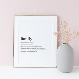 Family Definition Print, Wall Art Print, Quote Print, Wall Art, Minimalist Print, Family Print, Scandinavian Print, Family Wall Art, Prints image 2