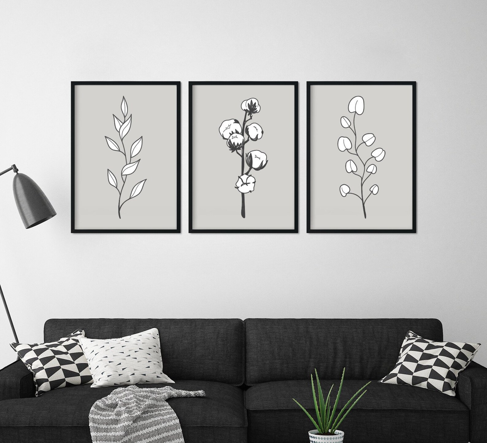 Wall Art Prints Grey Wall Art Botanical Prints Set of Etsy UK