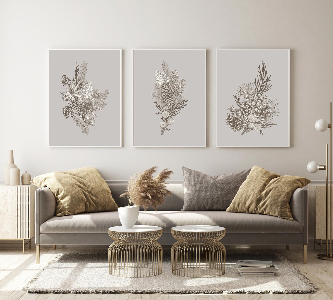 Botanical Print Set, Wall Art Prints, Set of 3 Prints, Botanical Wall ...