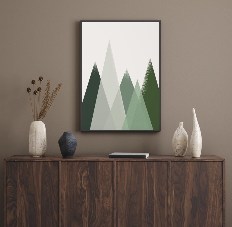 Wall Art Mountain Print Green Wall Art Mountain Wall Art Etsy