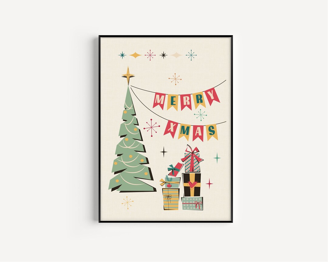 Mid Century Modern, Christmas Print, Mid Century Christmas, Christmas ...