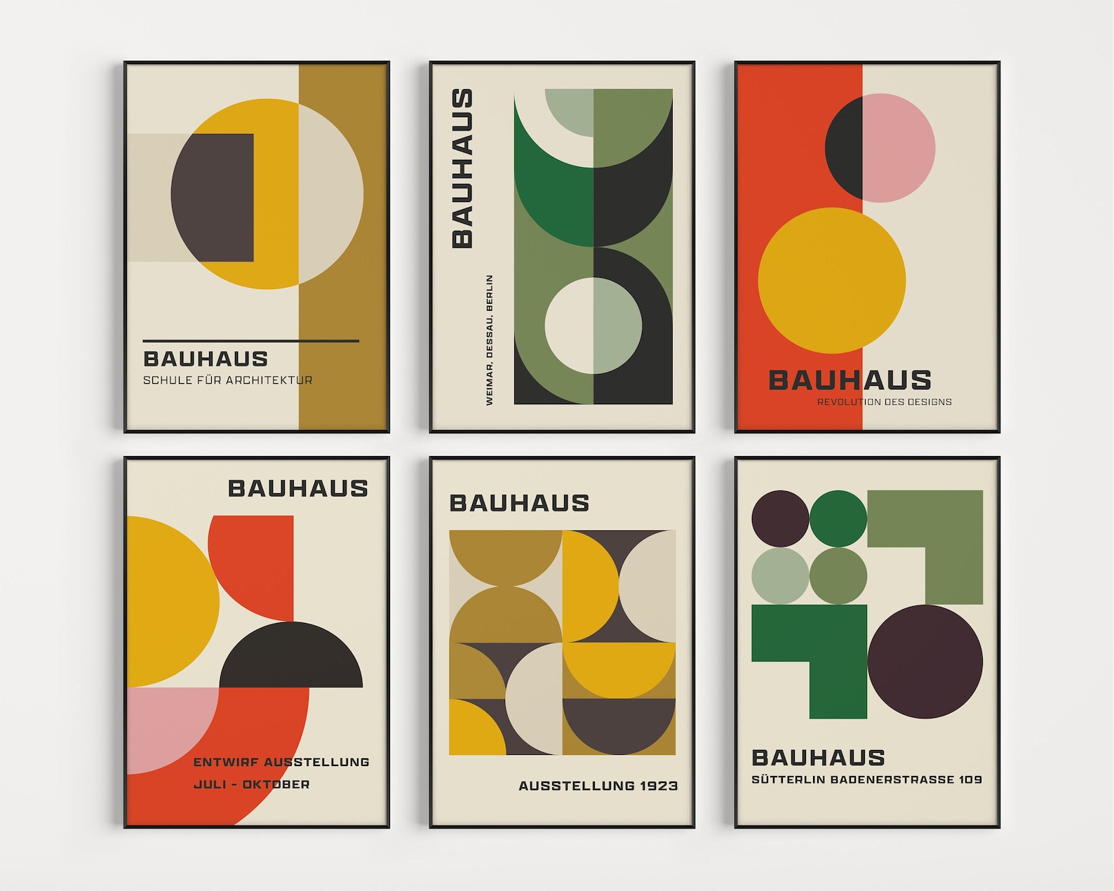 Set of Prints, Bauhaus Prints, Bauhaus Print Set, Wall Art Prints, Mid ...