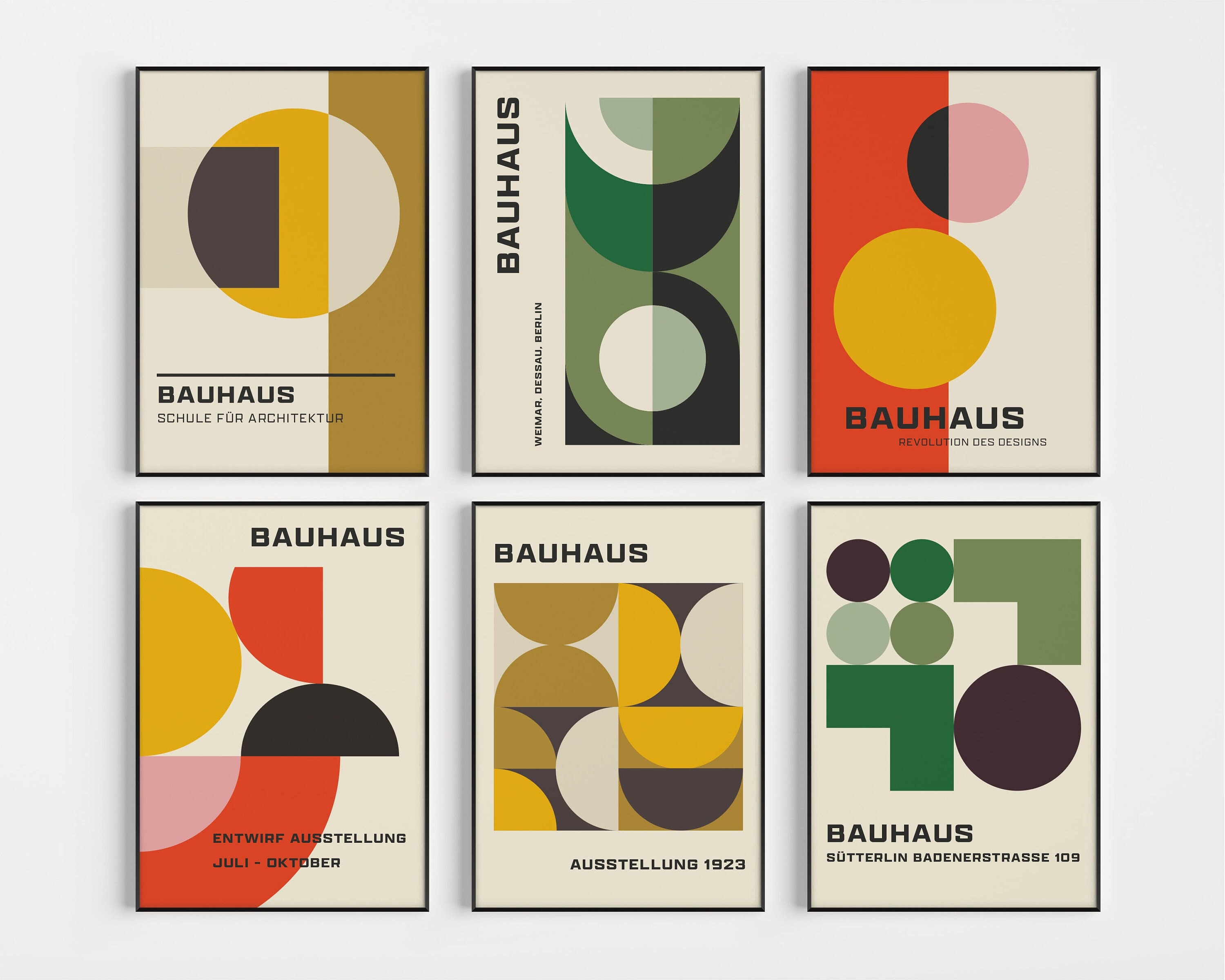 Set of Prints, Bauhaus Prints, Bauhaus Print Set, Wall Art Prints, Mid ...