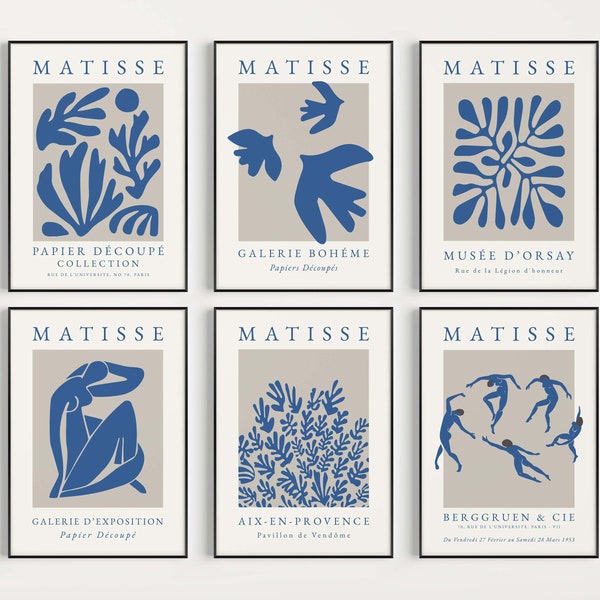 Wall Art Print, Matisse, Set of Prints, Matisse Prints, Blue Prints, Boho Wall Art, Henri Matisse, Blue Art Prints, Boho Print, Matisse Art