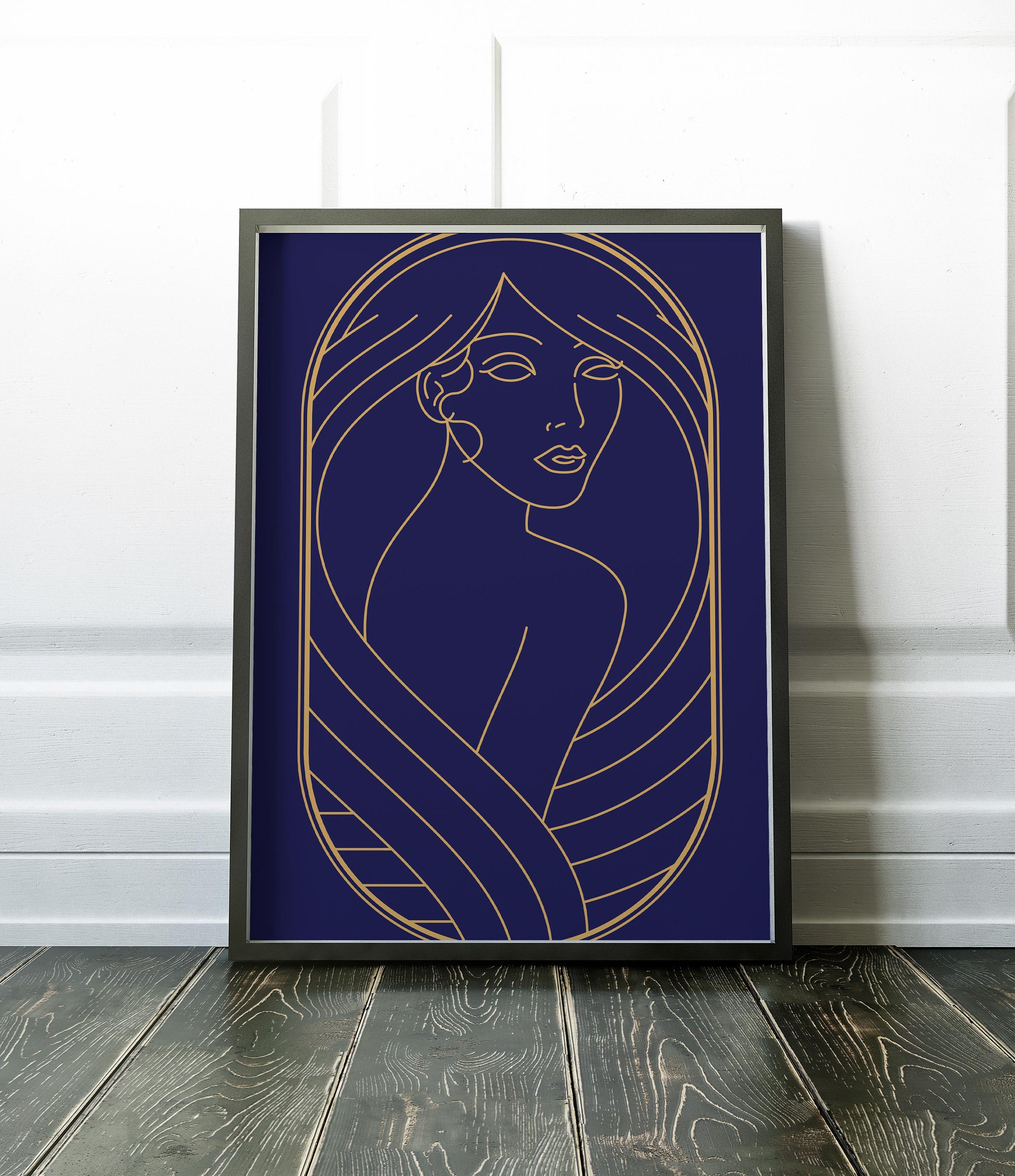 Art Deco Print Blue Art Deco Blue Print Wall Art Print Etsy