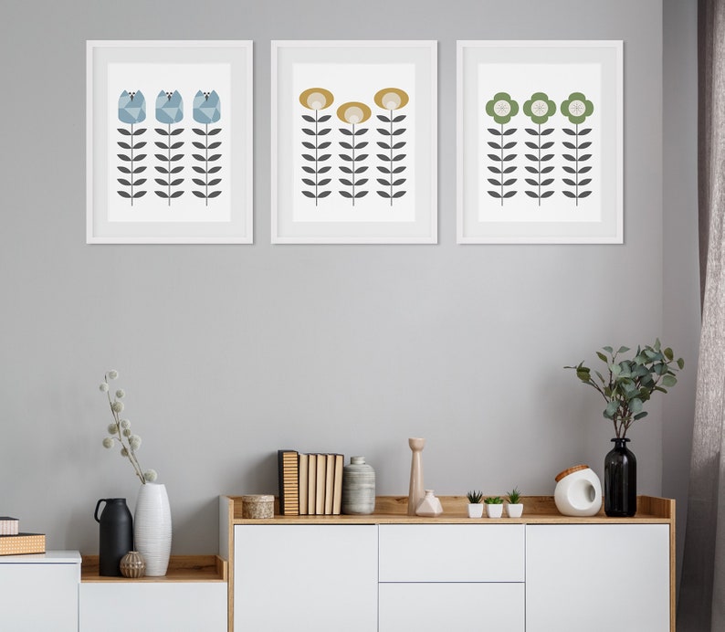 Set of Prints Wall Art Set Mid Century Modern Wall Art Etsy UK