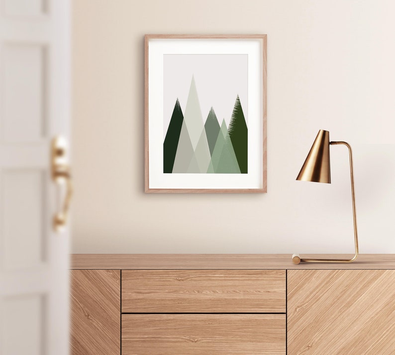 Wall Art Mountain Print Green Wall Art Mountain Wall Art Etsy