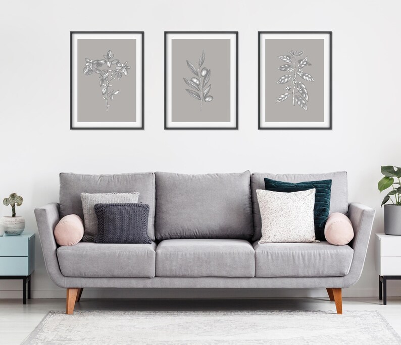 Grey Prints Wall Art Set Set of Prints Art Prints Wall Etsy