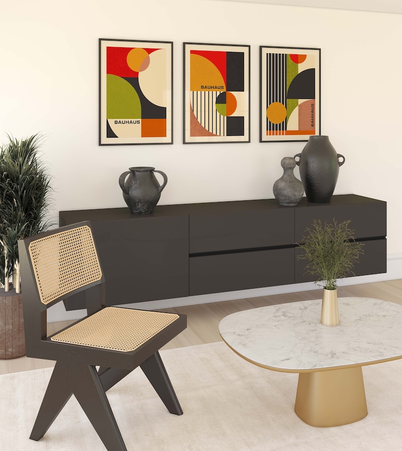 Mid Century Modern Prints, Set of 3 Prints, Bauhaus Prints, Wall Art Print, Bauhaus, Bauhaus Wall Art, Bauhaus Posters, Wall Art Print Set image 4