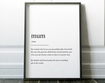 Mum Definition Print, Mothers Day, Wall Art Print, Mothers Day Gift, Mother Definition Print, Minimalist Print, Minimalist Art, Family Print