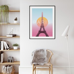Paris Poster, Paris Wandkunst, Minimalistischer Reisedruck, Wandkunst Drucke, moderne Reise, Paris Druck, moderne Reisekunst, Eiffelturm Druck Bild 5