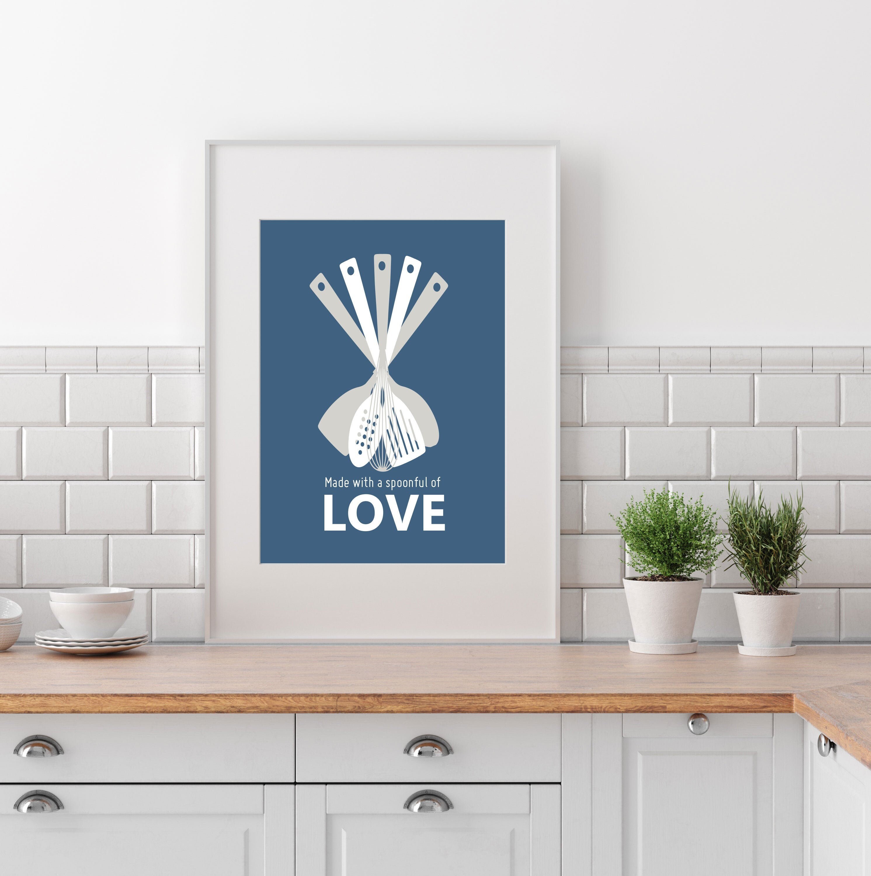 Kitchen Print, Blue Print, Wall Art, Quote, Kitchen Wall Art, Blue ...