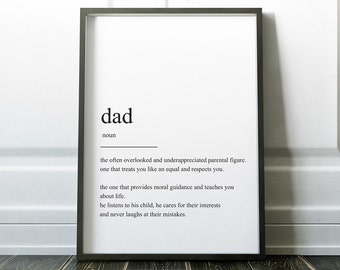 Fathers Day Gift, Gift for Dad, Dad Definition Print, Fathers Day Present, Wall Art Print, Father Definition Print, Minimalist Print, Prints