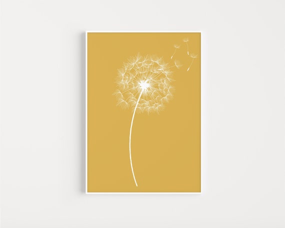 Yellow Print, Yellow Wall Art, Dandelion Print, Flower Print, Botanical Print, Wall Art Print, Yellow, Flower Wall Art, Minimalist Print