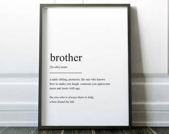 Brother Definition, Prints, Wall Art Print, Quote Print, Definition Print, Minimalist, Minimalist Print, Brother Gift, Family Print, Brother