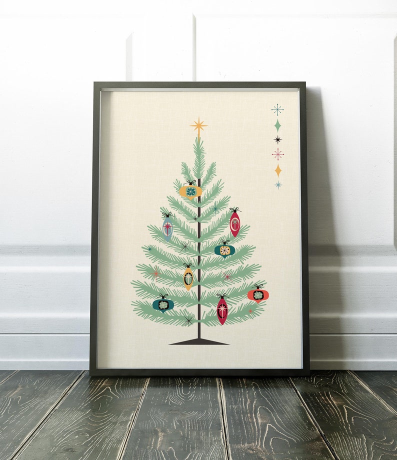 Mid Century Modern, Christmas Print, Mid Century Christmas, Christmas, Prints, Xmas Art Print, Mid Century Print, Wall Art Print, Art Prints image 7