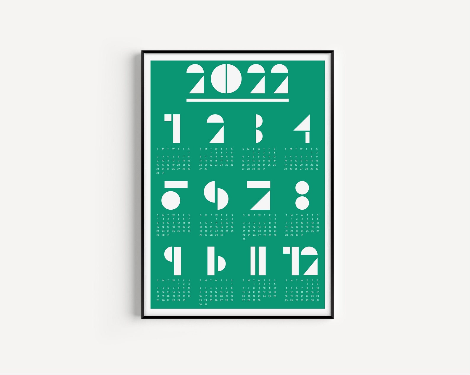 2022 Calendar Green Calendar 2022 Wall Calendar Green Etsy UK