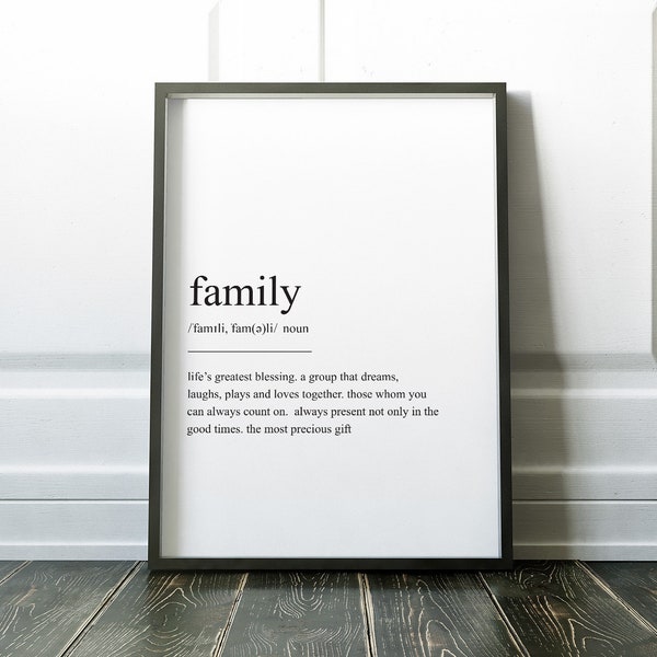 Familie Definition Print, Wand Kunstdruck, Zitat Print, Wandkunst, minimalistischer Druck, Familiendruck, skandinavischer Druck, Familienwandkunst, Drucke