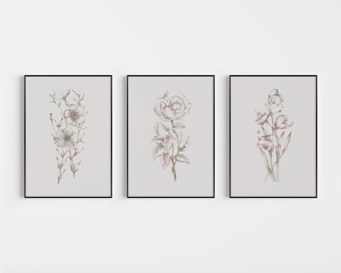 Set of Prints Grey Print Set Wall Art Set Grey Prints | Etsy UK