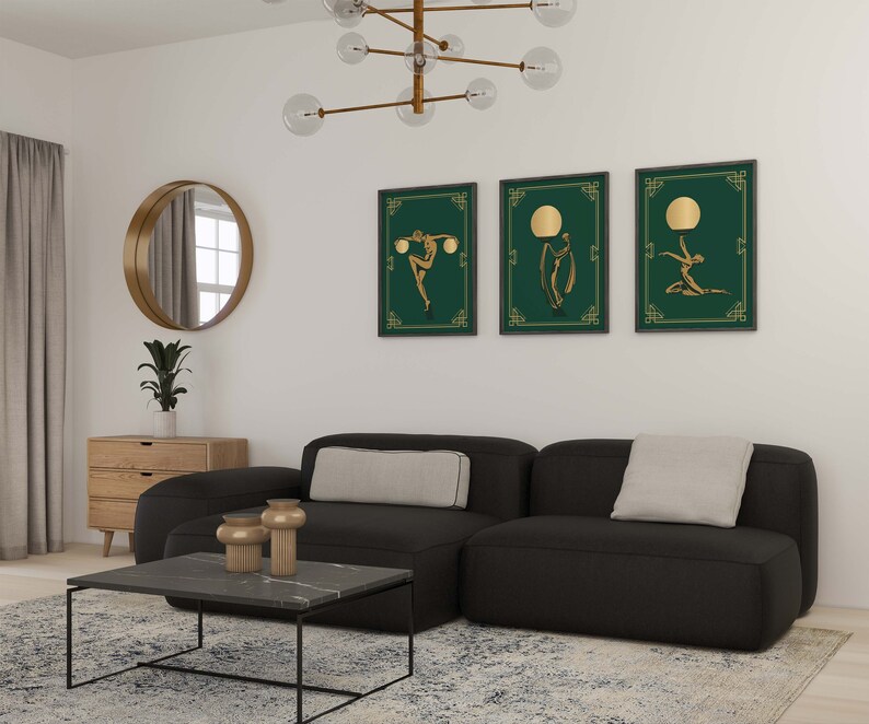 Art Deco Prints Set of Prints Green Art Deco Art Deco Etsy UK