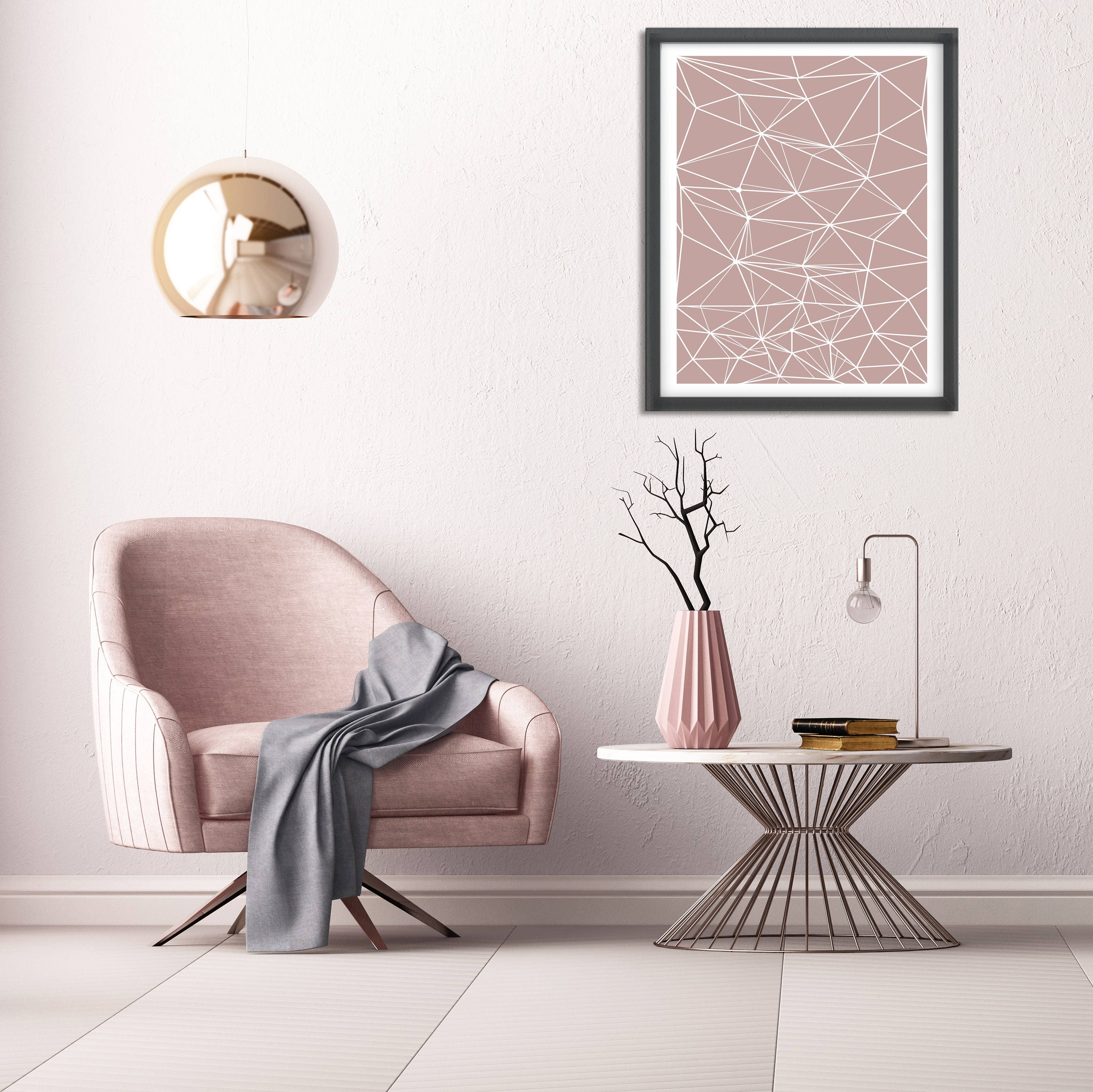 Geometric Print Wall Art Wall Art Prints Blush Pink Print Etsy