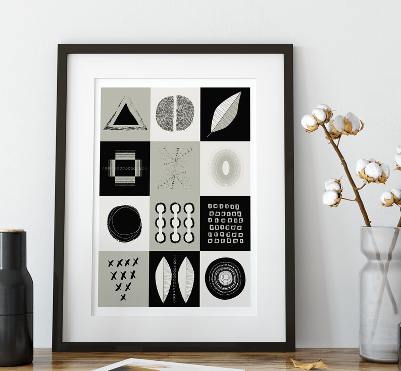 Art Print Grey Wall Art Black and White Minimalist Wall Etsy UK