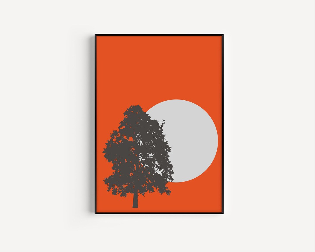 Wall Art, Orange Print, Tree Wall Art, Orange Wall Art, Minimalist