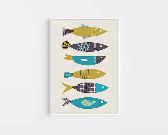 Fish Print Wall Art Fish Wall Art Print Fish Wall Art | Etsy