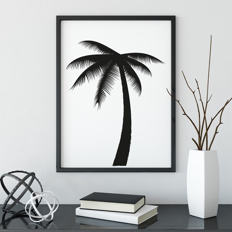 Black and White Prints Wall Art Palm Tree Wall Art Palm Etsy UK