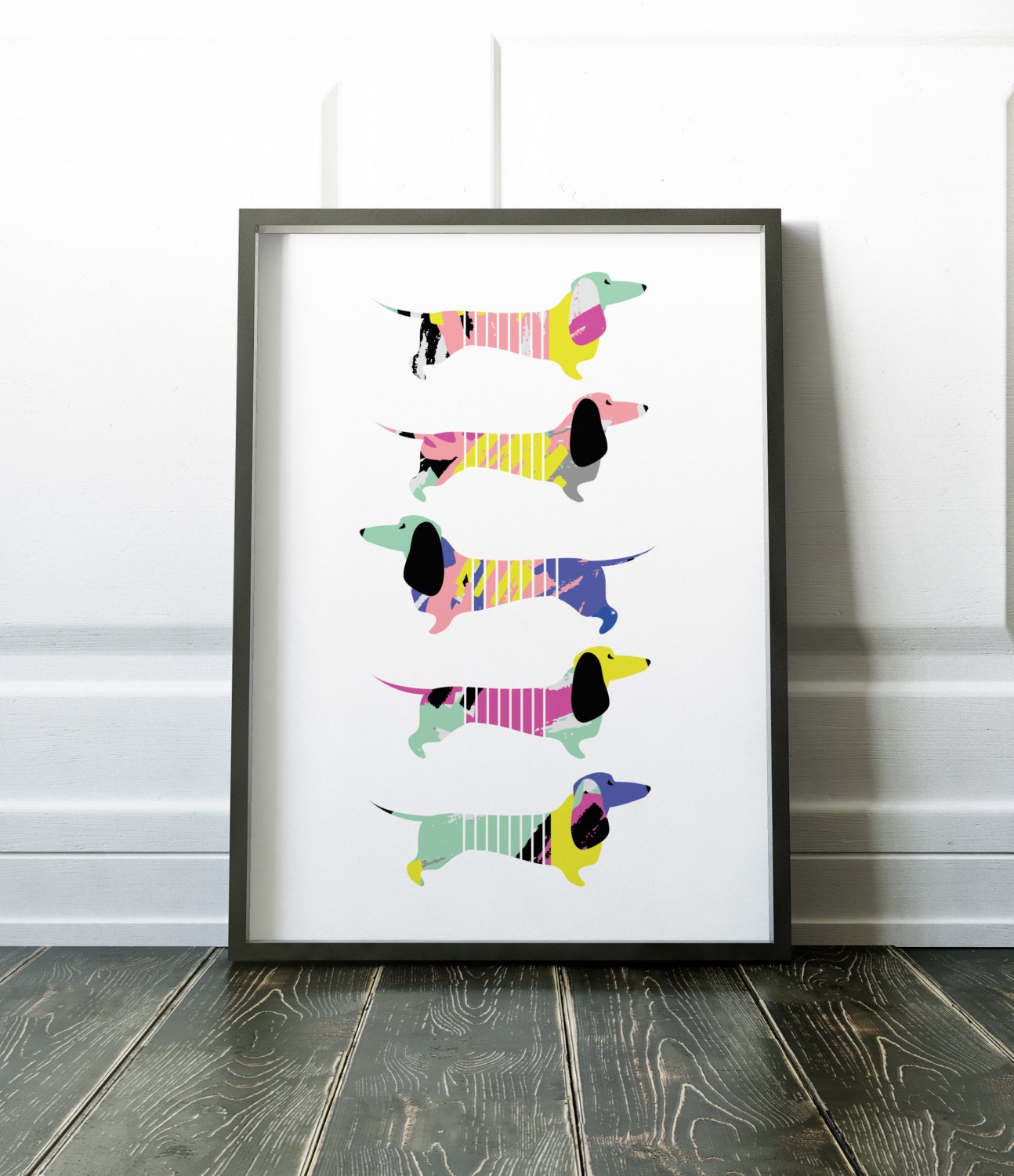 Wall Art Print Dachshund Art Sausage Dog Print Minimalist Prints 