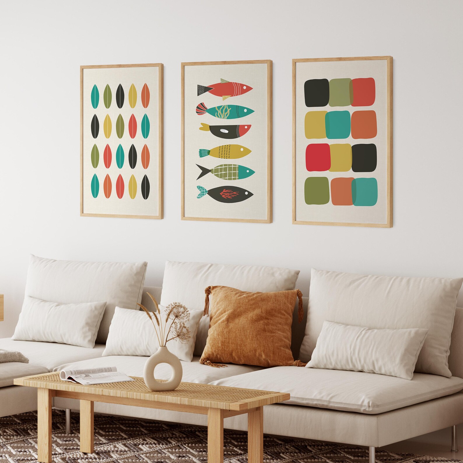 Wall Art Set, Mid Century Modern, Set of Prints, Mid Century, Wall Art ...