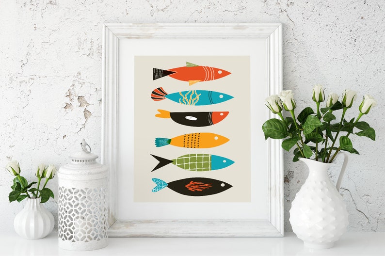 Fish Print Wall Art Wall Art Print Fish Wall Art Mid Etsy UK