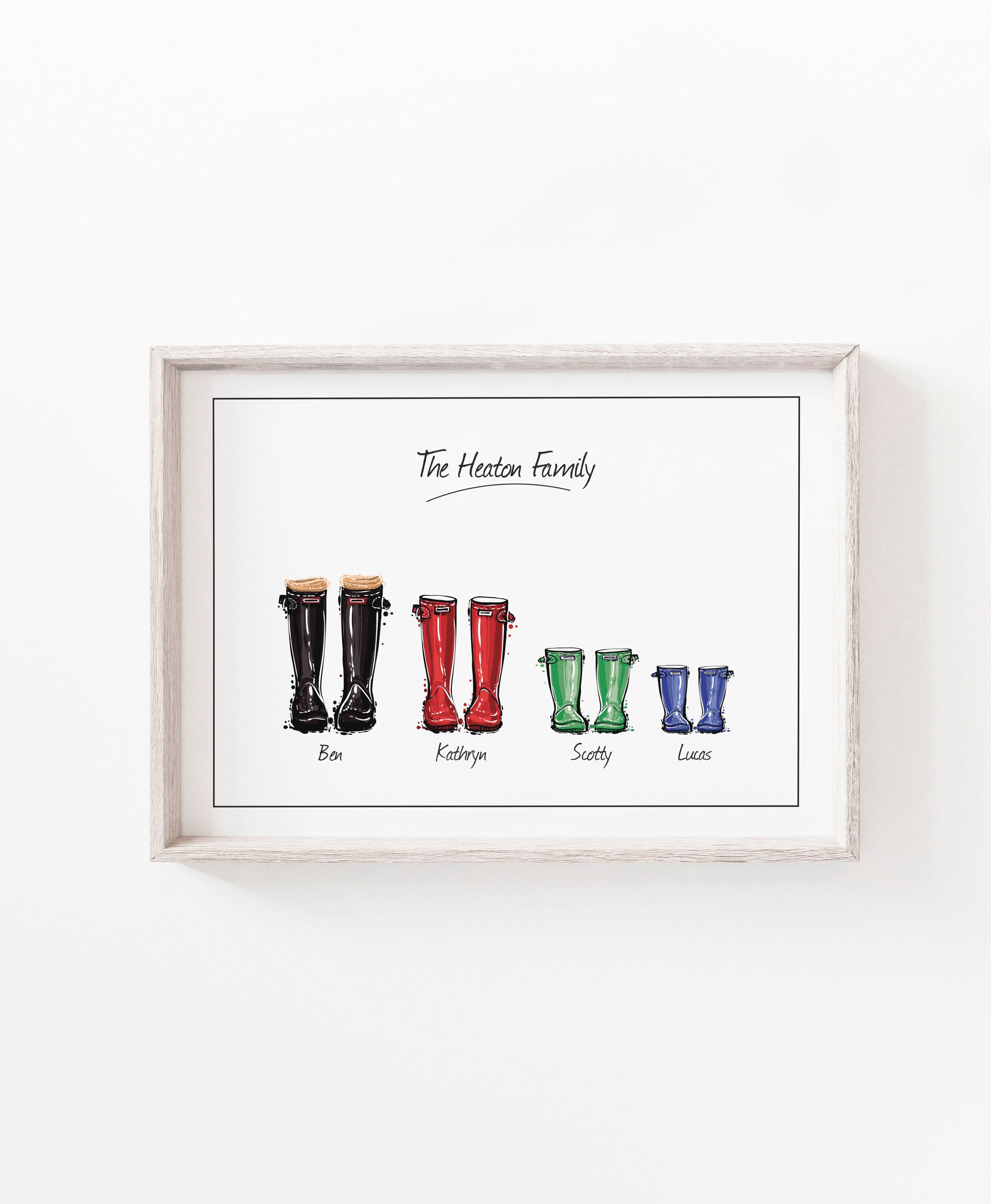 Personalised Family of Wellies Christmas Sign Add your own Family Name 