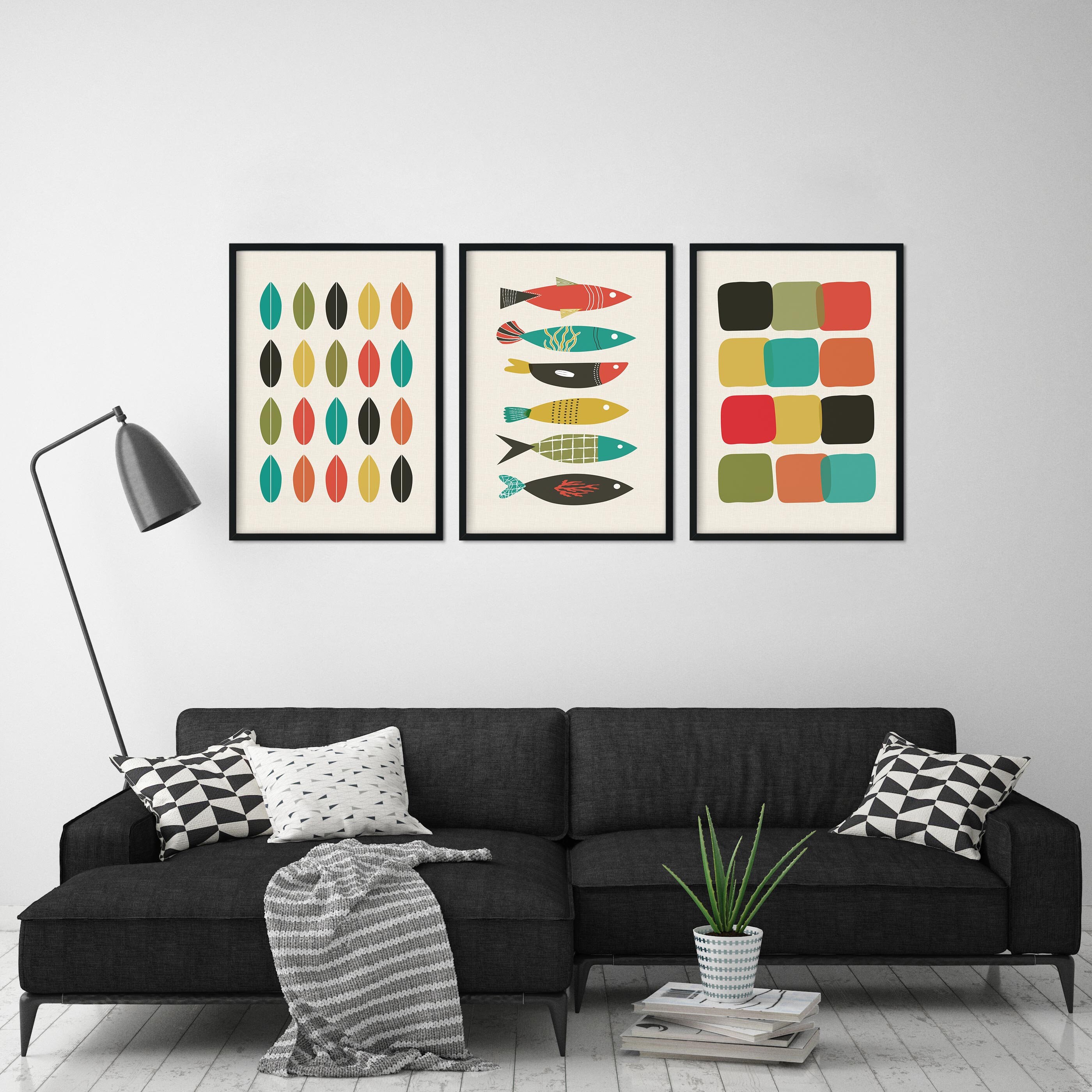 Mid century modern art print set. main image 0