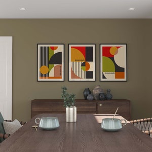 Mid Century Modern Prints, Set of 3 Prints, Bauhaus Prints, Wall Art Print, Bauhaus, Bauhaus Wall Art, Bauhaus Posters, Wall Art Print Set image 5