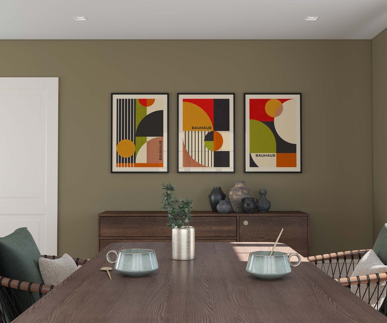 Mid Century Modern Prints, Set of 3 Prints, Bauhaus Prints, Wall Art Print, Bauhaus, Bauhaus Wall Art, Bauhaus Posters, Wall Art Print Set image 5