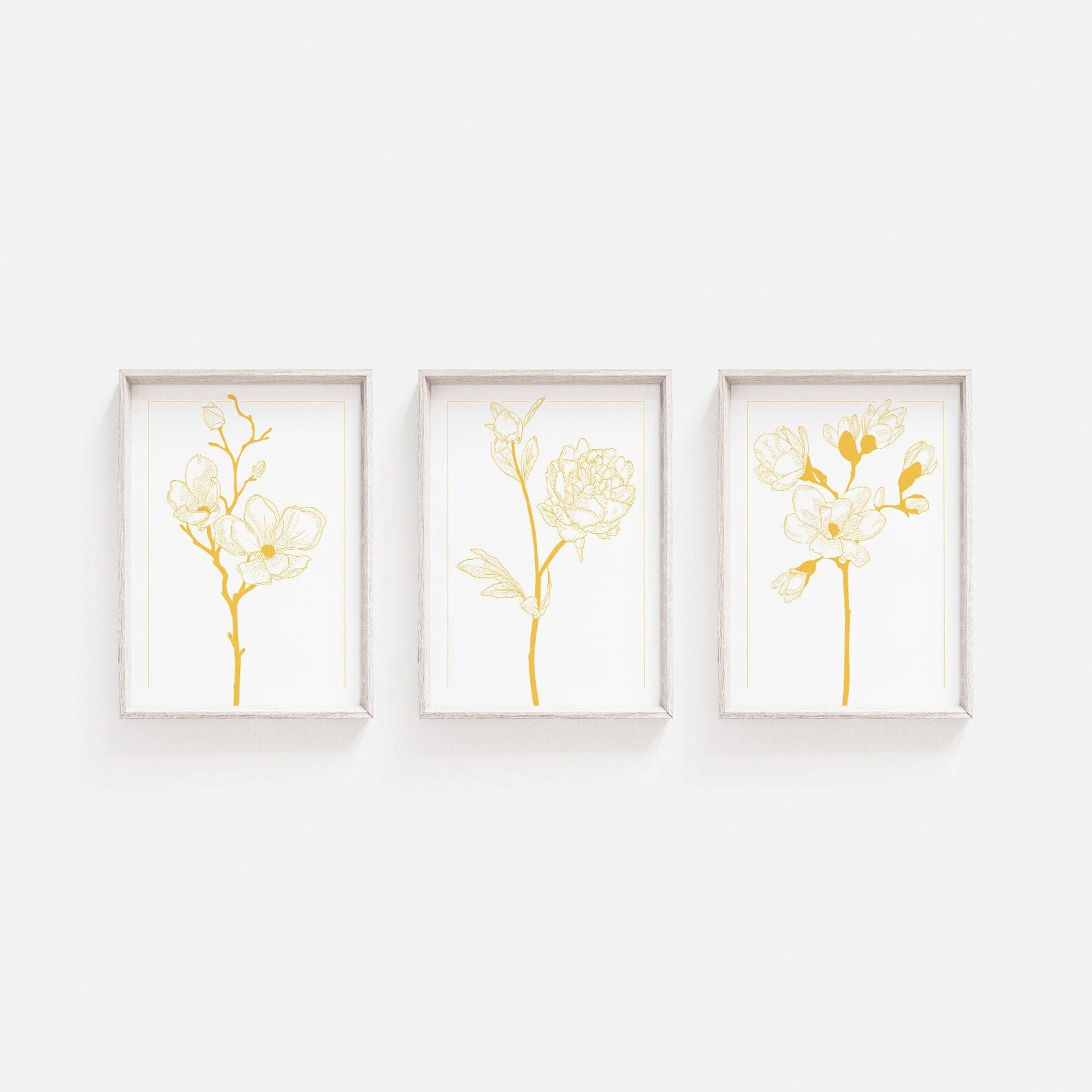 Set of Prints Yellow Print Set Wall Art Set Yellow Prints Etsy