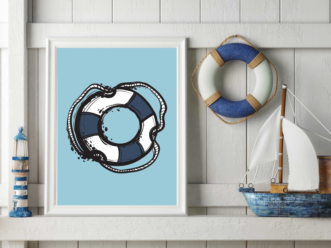 Bathroom Wall Art Nautical Wall Art Nautical Print Bathroom Etsy