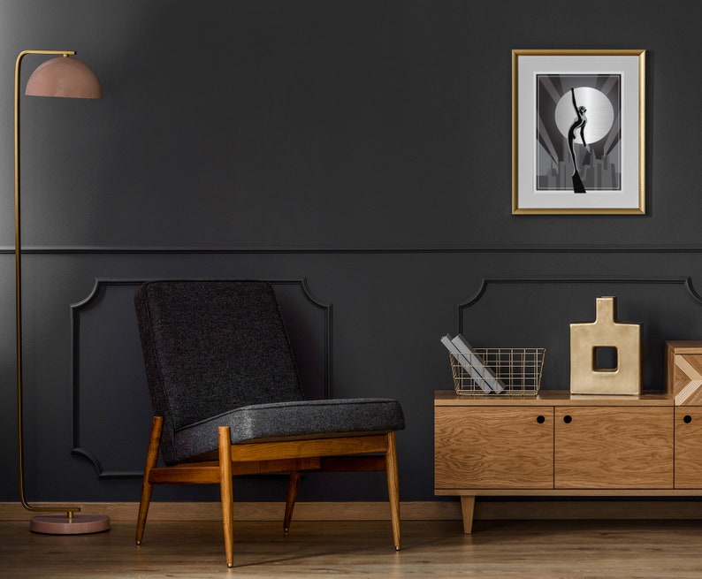 Art Deco Print Art Deco Wall Art Black Silver Print Art Etsy