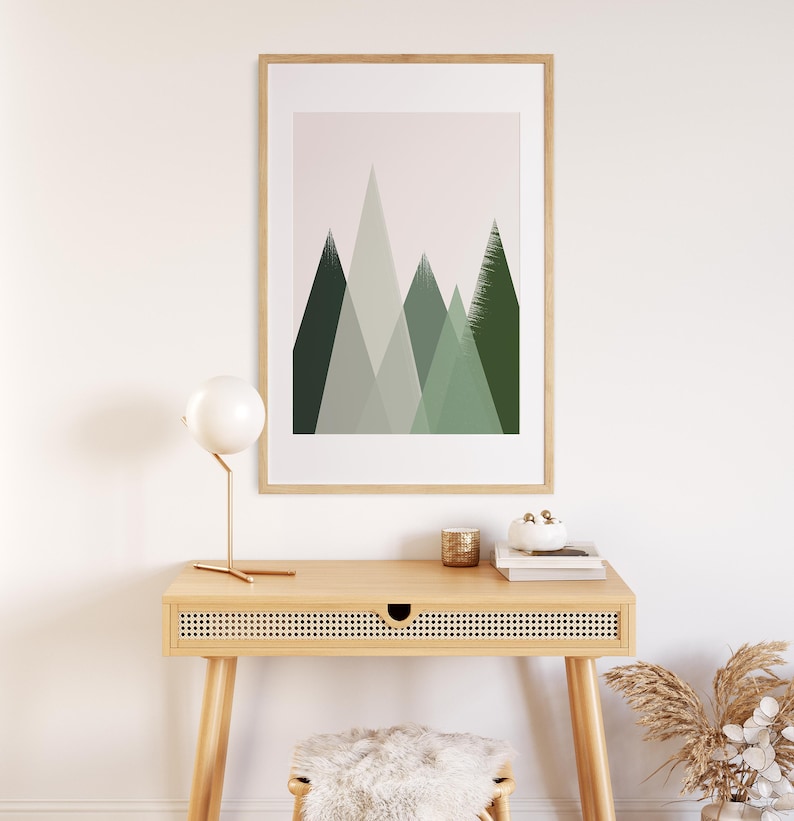 Wall Art Mountain Print Green Wall Art Mountain Wall Art Etsy