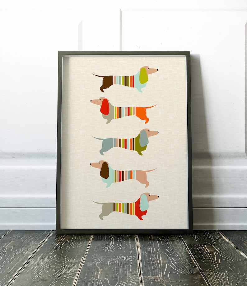 Mid Century Modern, Wall Art Print, Mid Century Print, Minimalist, Mid Century, Wall Art Prints, Dachshund, Wall Art, Sausage Dog, Prints image 5