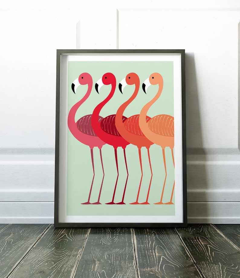 Wall Art Print, Flamingo Print, Flamingo Wall Art, Minimalist Print, Minimalist Art, Scandinavian Print, Wall Art, Flamingo Poster, Prints image 5