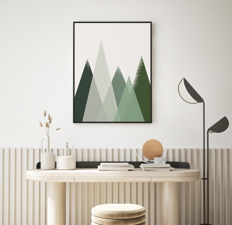 Wall Art Mountain Print Green Wall Art Mountain Wall Art Etsy