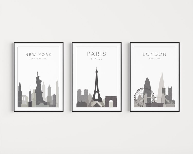 Travel Print Set, Set of Prints, Travel Posters, New York Print, London ...
