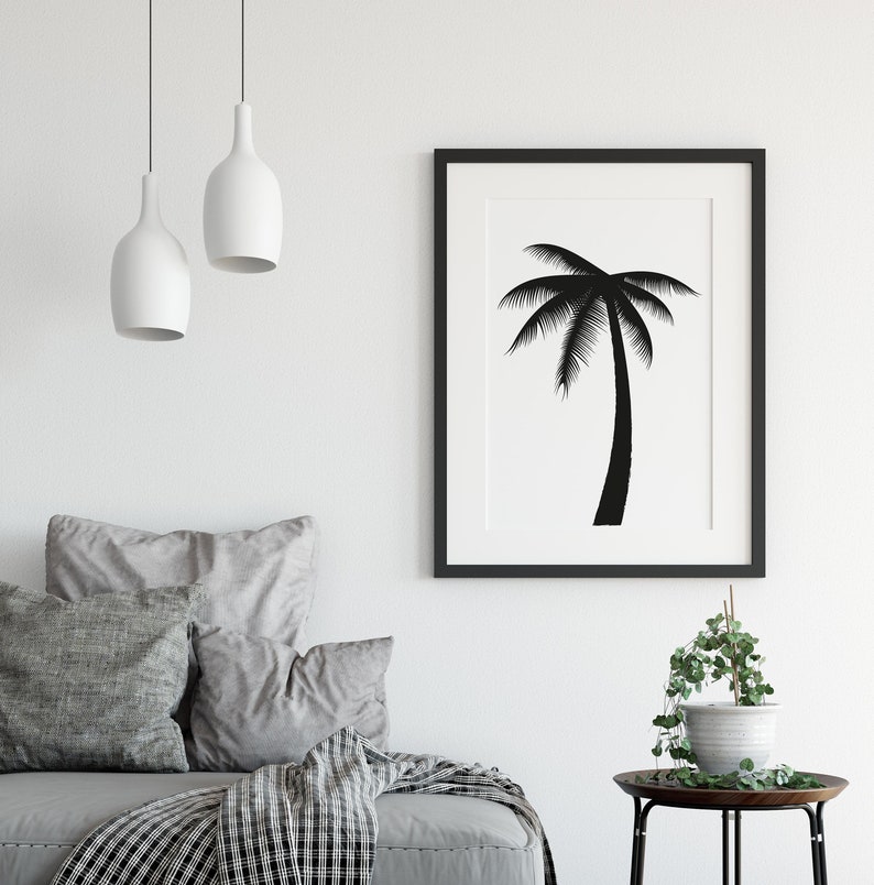 Black and White Prints Wall Art Palm Tree Wall Art Palm Etsy UK