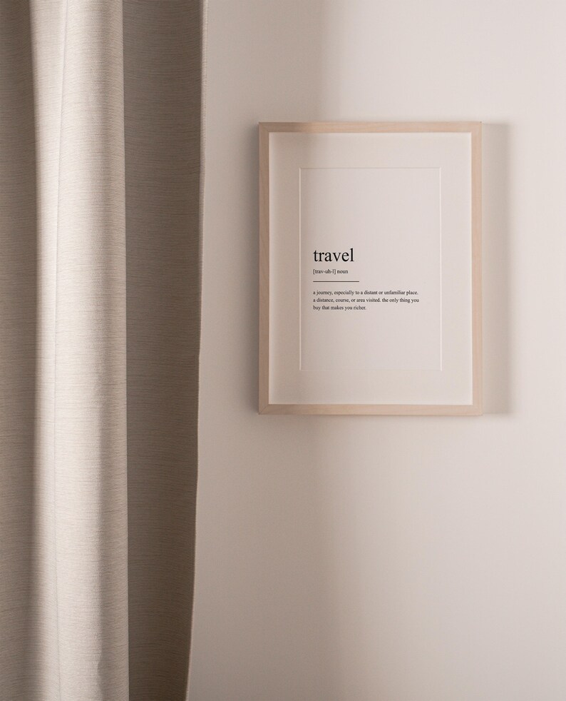 Travel Definition Print Wall Art Prints Quote Print Wall Etsy
